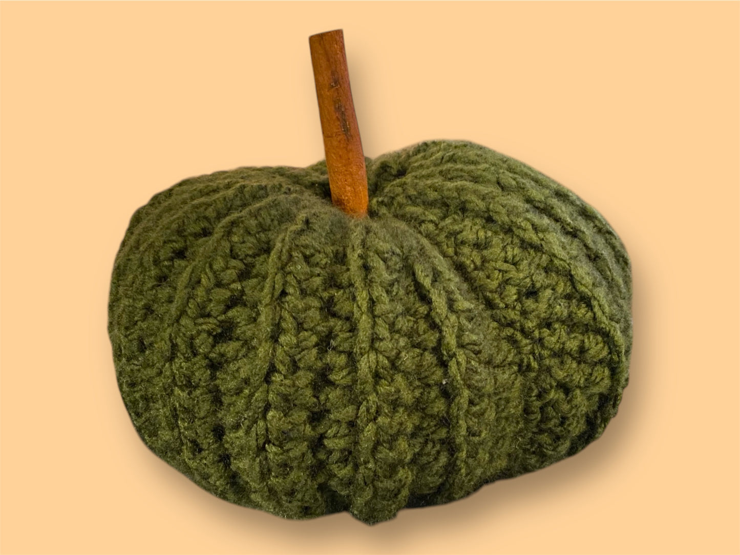 Green Pumpkin with a Cinnamon Stick Stem