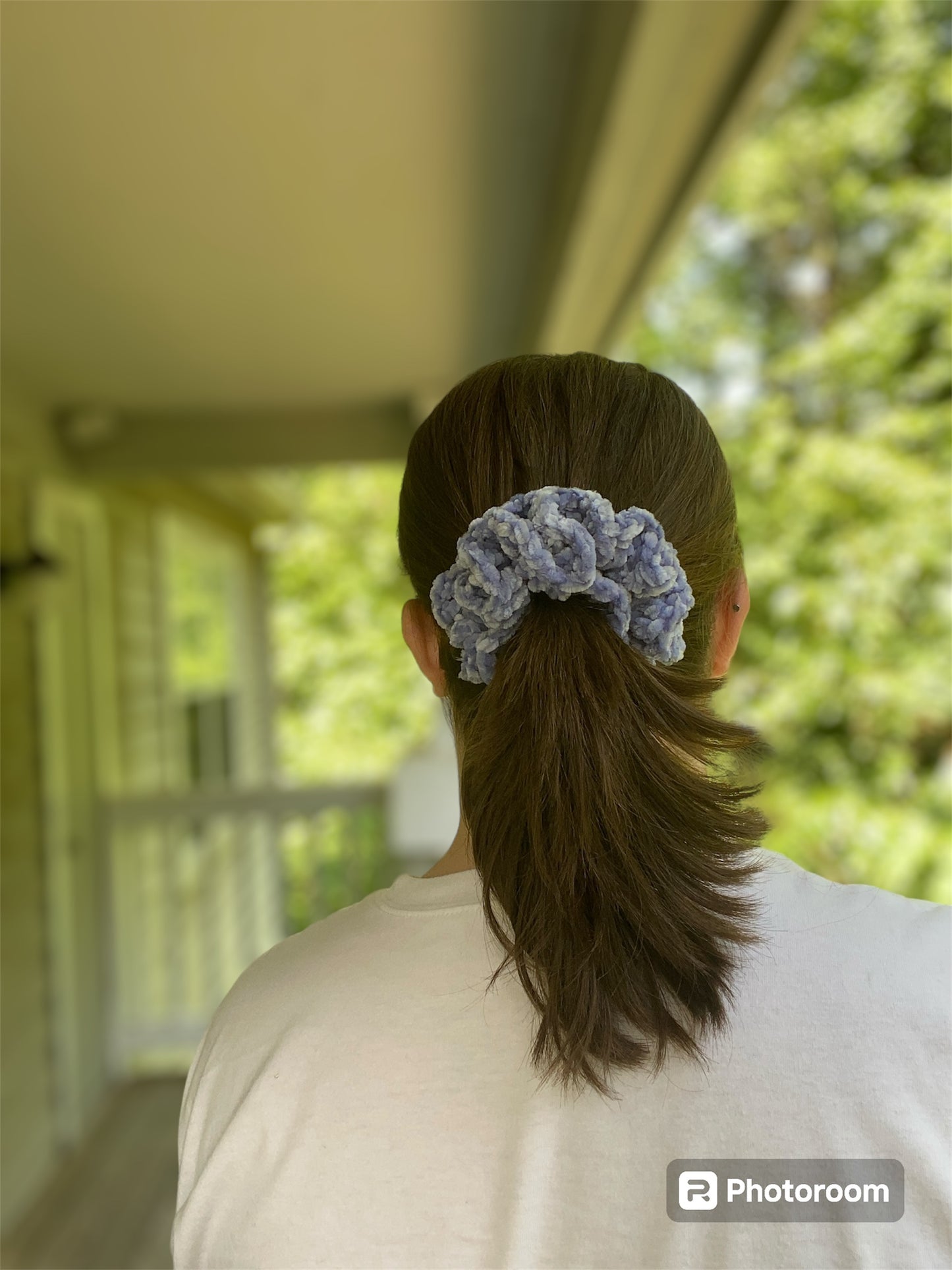 Crochet Velvet Scrunchie | Misty Gray | 2 pack