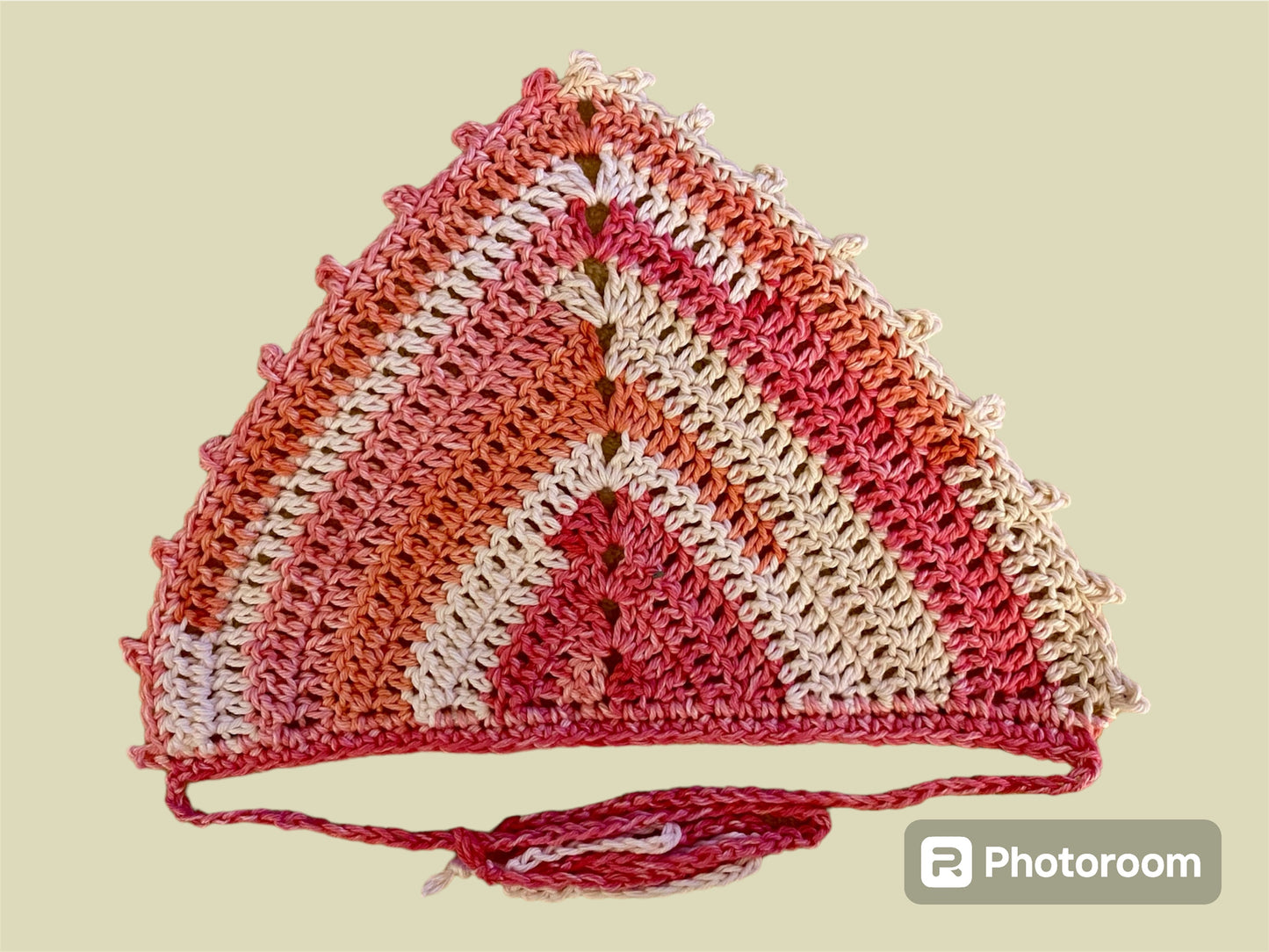 Crochet Picot Bandana | Strawberry Sherbet
