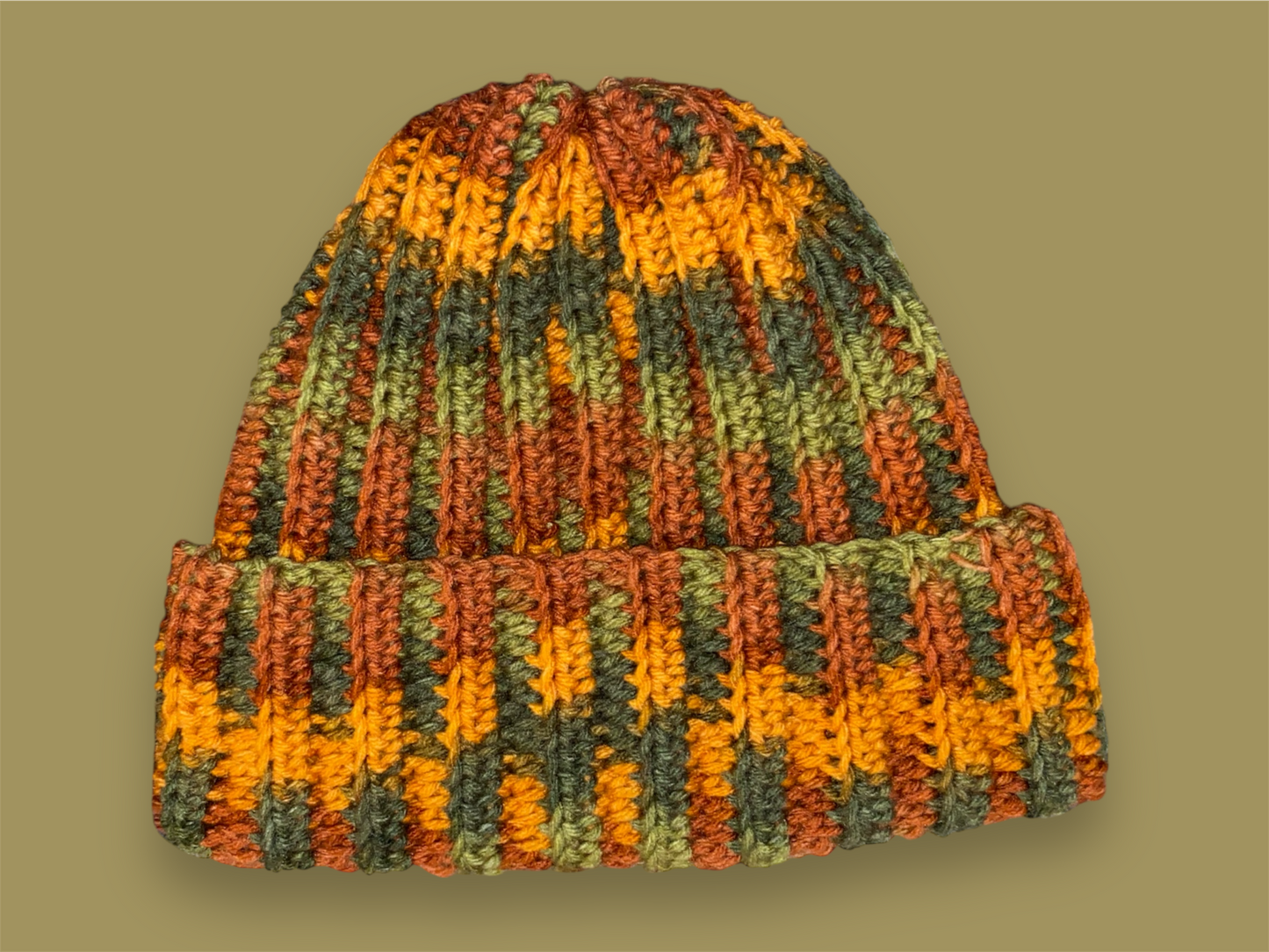 Crochet Ribbed Beanie | Fall Leaves