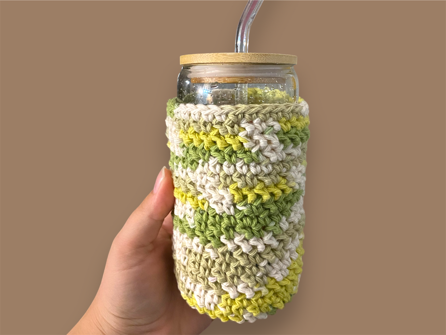 Iced coffee cup cozy | Key lime