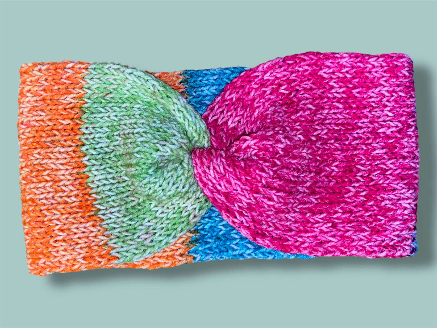 Knitted Ear Warmer | Neapolitan Sherbet | Adult Size