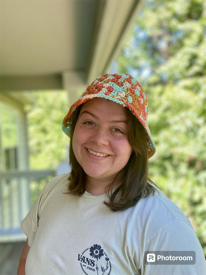 Granny Stitch Bucket Hat | Sunrise Ombre